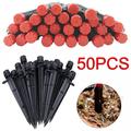 50pcs Irrigation Drippers Drip Emitters 360 Degree Adjustable Irrigation Drip Drippers Fits 1/4 (4-6mm) Irrigation Tube for Water Flow Irrigation System