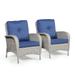 PARKWELL Patio Cushioned Chairs Set of 2 Outdoor Wicker Patio Furniture Sets Blue Cushion