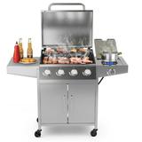 Costway 5-Burner Propane Gas BBQ Grill withSide Burner Thermometer Prep Table 50000 BTU