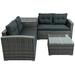 4 Piece Outdoor Sectional Sofa Set Storage All Weather Rattan Gray- Saltoro Sherpi