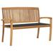 Stacking Patio Bench with Cushion 50.6 Solid Teak Wood Outdoor Benches