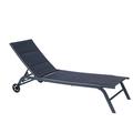 Clearance! Outdoor Chaise Lounge Chair Five-Position Adjustable Metal Recliner Black