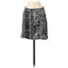 Zara Denim Mini Skirt Mini: Gray Animal Print Bottoms - Women's Size Small - Print Wash