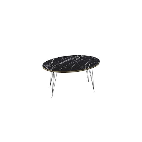 moebel17 Couchtisch Marmor Optik Oval Schwarz 20576986