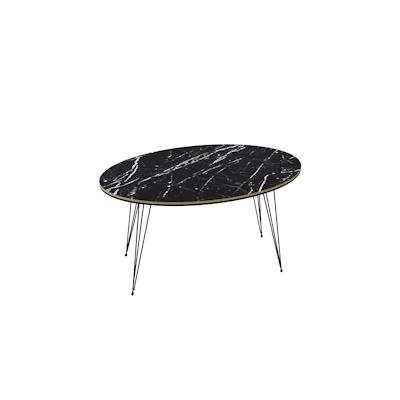 moebel17 Couchtisch Marmor Optik Oval Schwarz 20576986