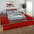 Parure Scendiletto Set Di Runner 3 Pezzi Tappeto Shaggy Tappeto Runner Rosso 2 pezzi 70x140 1 pezzo