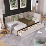 Twin Size Linen Upholstered Daybed with 2 Storage Drawers