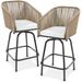 Corrigan Studio® Khirsten 32" Patio Bar Stool w/ Cushion Wicker/Rattan in White/Brown | 44 H x 17 W x 17 D in | Wayfair