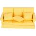 Miniature Dollhouse Sofa 1:12 Doll House Mini Sofa with 3Pcs Pillow DIY Dollhouse Living Room Furniture Wooden Doll House Decoration Accessories(Yellow)