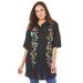 Plus Size Women's Embroidered Gauze Shirt by Woman Within in Black Floral Embroidery (Size M)