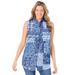Plus Size Women's Perfect Sleeveless Shirt by Woman Within in French Blue Patched Paisley (Size 26/28)