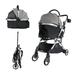 3 in 1 Multifunction Pet Stroller for Small Dogs Cats No-Zip Dog Stroller with Detachable Carrier 4 Wheels Travel Foldable Aluminum Alloy Frame up to 33 lbs Gray&Black