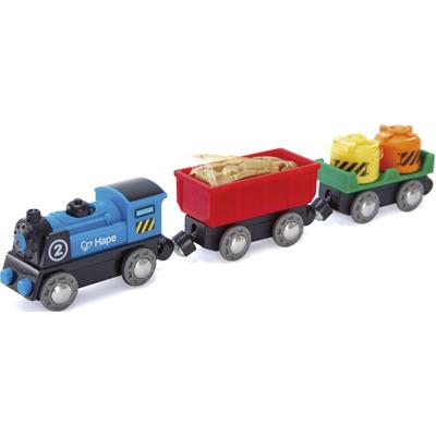 Spielzeug-Eisenbahn HAPE "Güterzug mit Batterieantrieb" Spielzeugfahrzeuge bunt Kinder Altersempfehlung