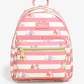 Disney Bags | Disney Best Friends Mini Backpack Pink Stripe + Pink Sequin Keychain New Sealed | Color: Cream/Pink | Size: Os