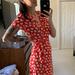 J. Crew Dresses | Beautiful Nwt Jcrew Red Summer Dress White Flowers Wrap Dress | Color: Red | Size: 2