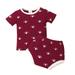 Qufokar Infant Girl Clothes 3-6 Months Daddy Is Home 3M-24M Boys Moon Girls Shorts T-Shirt Star Sun Tops Ribbed Sleeve Short Outfits Baby Printed Girls Outfits&Set