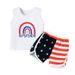 Qufokar 4T Boys Sweater Set Boys Pants With Suspenders Shorts American Years Shirt Tops Independence Sleeveless Vest Girls T Flag Boys Kids Day Summer Toddler Outfits 1-5 Set Boys Outfits&Set
