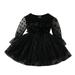 Qufokar Pink Tulle Dress Toddler Long Sleeve Rompers for Girls Children Kids Toddler Baby Girls Long Sleeve Solid Polka Dot Tulle Dress Princess Dress Outfits Clothes