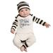 Qufokar Baby Boy Dress Clothes 1 Year Old Girl Outfit My First New Year Clothes Baby Boy Girl New Year Outfits Stripes Letter Print Romper Jumpsuit Hat Headband Outfits Set