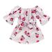 Qufokar 3 Month Boy Clothes Fashion Baby Boy Clothes Children Kids Toddler Baby Girls Short Ruffled Sleeve Floral Striped Bowknot Jumpsuit Outfit Clothes