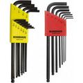 Bondhus 17 Piece L-Key Ball End Hex Key Set Hex Range 1/16 to 1/4 Protanium High Torque Steel