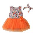 Dresses with Flowers on Them Girls Short Sleeve Dress Toddler Kids Girls Bohemian Floral Prints Ball Gown Tulle Sleeveless Beach Hairband Dress Princess Collar Dress Baby Girl Big Girl Dress Coats