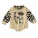Qufokar Infant Clothes Baby Boy Clothes With Shoes Western Baby Girl Boy Clothes Sweatshirt Romper Cow Leopard Printed Bodysuit Long Sleeve Onesie Fall Winter Outfits