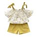 Qufokar Baby Girl Outfit Clothes for Baby Girl Outfits Sling Set Baby 2Pcs Toddler Floral Shoulder Princess Casual Kids T-Shirt Tops+Shorts Off Summer Girls Girls Outfits&Set