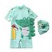 Little Boys Toddler Dinosaur Swimsuit UPF 50+ Rash Guard Swimwear One-Piece with Sun Hat Bathing Suits 1-7T