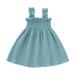 5 Year Old Girl Long Sleeve Dress Dresses for 14 Year Old Girls Toddler Kids Girls Solid Cotton Linen Sleeveless Beach Straps Dress Ruffles Princess Summer Dresses Girls Size 7 3 Years Girl Dress