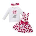 Qufokar mas Clothing Accessory Sets Outfits for Girls Size 6 Suspenders Valentine S Skirts Heart Outfits Printed Girls Day Tops Shirts Toddler T Cartoon Baby Girls Outfits&Set