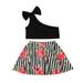 Qufokar mas Infant Baby Girl Clothing Little Girls Crop Top Toddler Kids Girls Clothes Casual Beach Soild Sleeveless Stripe Floral Skirt 2Pcs Outfits Set