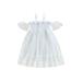 Toddler Baby Girls Party Dress Print Short Sleeve Off Shoulder A-line Princess Dresses