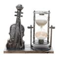 Violin Hourglass Timer Sand Ornaments Quicksand Retro Beautiful Decorative Musical Instrument Sand Glass for Car Lawn Holiday Garden Decor Argent