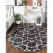 Rugs.com Eco Trellis Collection Rug â€“ 3 Ft Round Charcoal Gray Medium Rug Perfect For Kitchens Dining Rooms