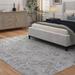 Lily Light Gray Medium Gray Blue and Ivory Chenille and Viscose High - Low Area Rug 5x8