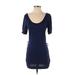 H&M Casual Dress - Bodycon Scoop Neck Short sleeves: Blue Print Dresses - Women's Size Small