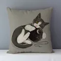 Coussin carré pour dossier de canapé taie d'oreiller décorative dessin de chien chat perroquet