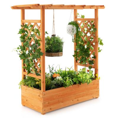 Costway Raised Garden Bed with Trellis or Climbing...