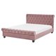 Wasserbett Rosa Samtstoff mit Matratze 140 x 200 cm Heizung Hohes Kopfteil Chesterfield Style Knopfheftung Versteppt Holzbeine Schlafzimmer