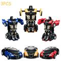 Chok 3Pcs Trading Robot Car Transforming Robot Toys 2 in 1 Button Deformation Vehicle Robot Car for 4 5 6 7 8 Toddler Infant Kids Boys Girls