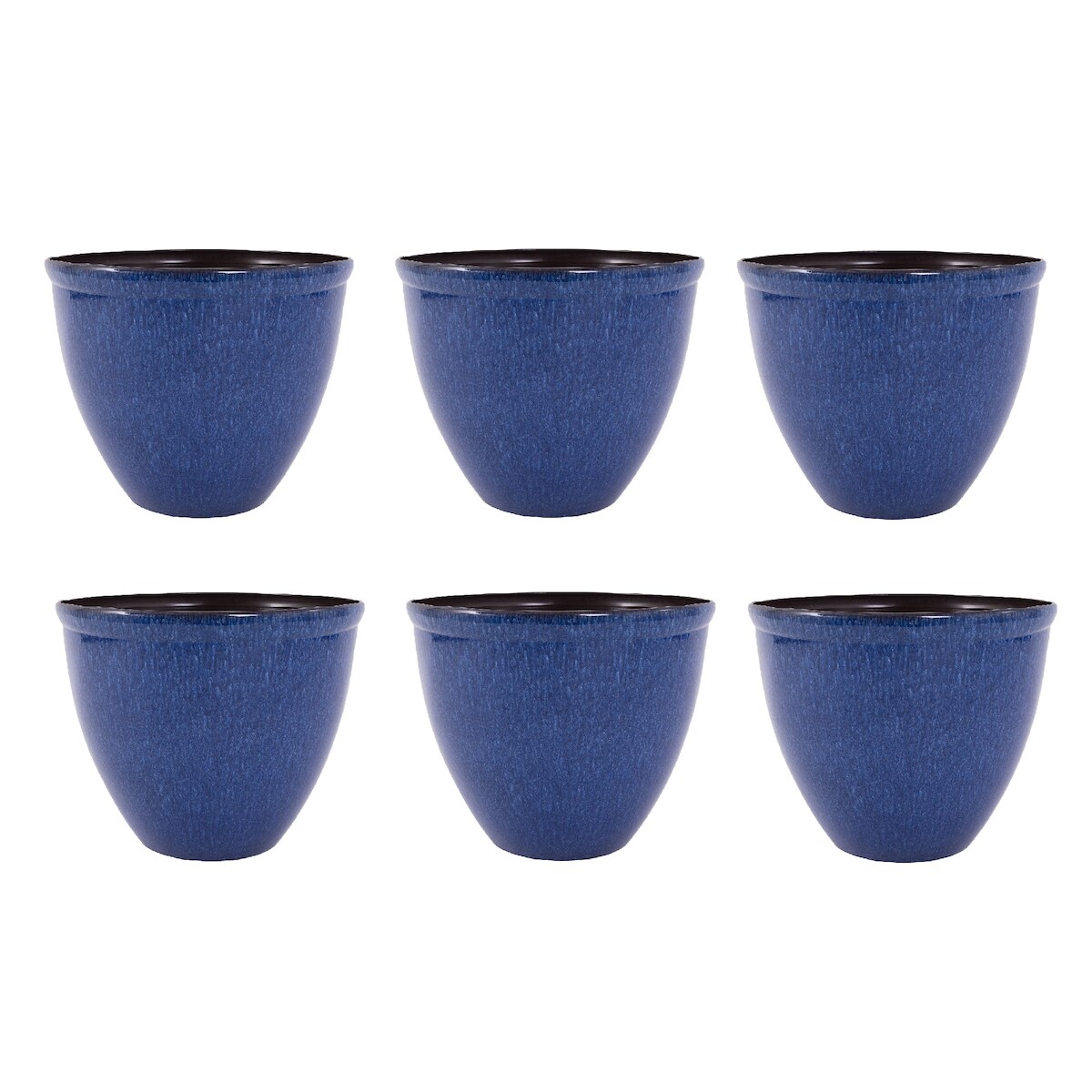 H&D Manufaktur Jinfa Blumenkübel aus Kunststoff in glasierter Keramikoptik | Farbe: Jun Glasur blau | Design: Santorini | Ø 39.5 cm x H 33.5 cm | 6 Stücke Image