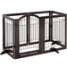 SmileMart 34â€³ Height Foldable Freestanding Pet Gate Safety Fence for Dog Espresso