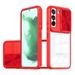 for Samsung S22 Case Shockproof Rugged Samsung Galaxy S22 Phone Case with Sliding Camera Cover Drop Protection Crystal Clear Back Case Clear for Samsung Galaxy S22 Red