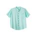 Men's Big & Tall Short Sleeve Poplin Mandarin Collar Shirt by KingSize in Blue Tint (Size 5XL)