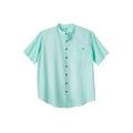 Men's Big & Tall Short Sleeve Poplin Mandarin Collar Shirt by KingSize in Blue Tint (Size 8XL)