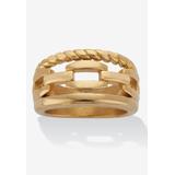 Women's Rope And Link Style Gold Ion-Plated Stainless Steel Ring by PalmBeach Jewelry in Gold (Size 9)