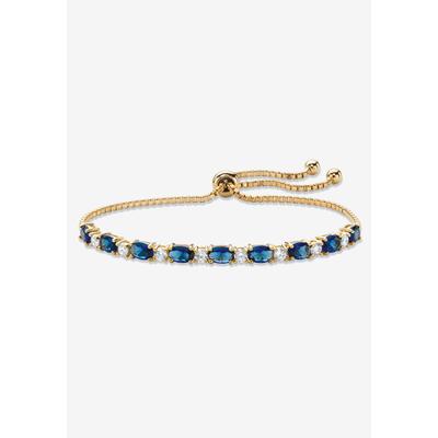 Women's 6.20 Cttw. Simulated Blue Sapphire And Cz Gold-Plated Bolo Bracelet 10" by PalmBeach Jewelry in Sapphire