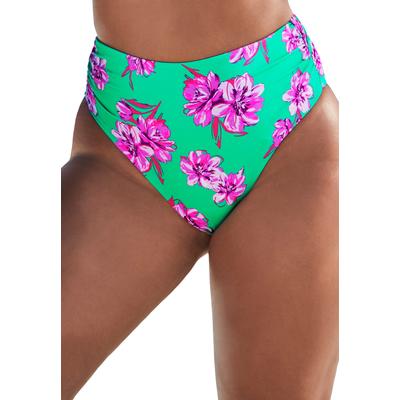 Plus Size Women's Shirred Swim Brief by Swimsuits For All in Bali Floral (Size 22)