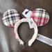 Disney Accessories | Authentic Disney Plaid Mickey Ears - One Size - New With Tags | Color: Red/White | Size: Os